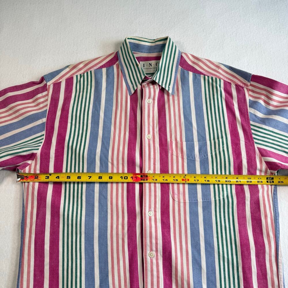 Vintage 90s I.N.C International Concepts Colorful Striped Button Up Shirt Medium - Picture 14 of 15